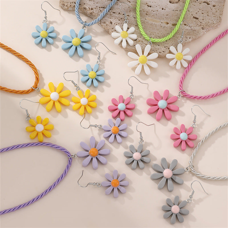 Set collana a forma di fiocco minimalista in acrilico per bambine con ciondolo in resina e catena di perline per bambini dai 3 ai 10 anni