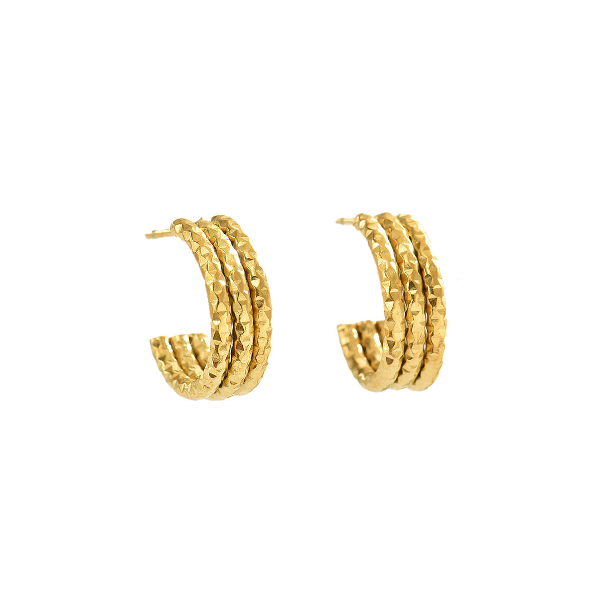 Pendientes de mujer plisados y escalonados en forma de U geométrica de cobre con acabado chapado para oficina a la moda
