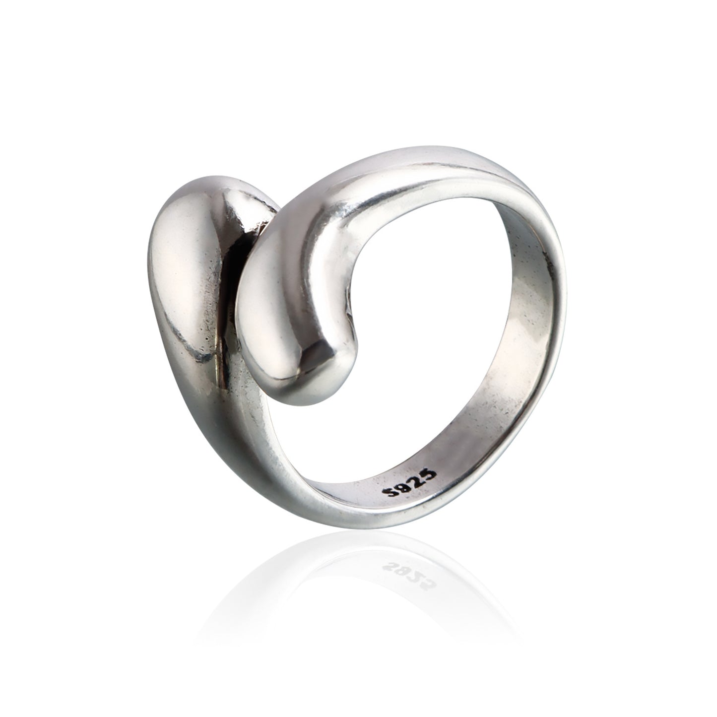 Minimalist Geometric Drip-Shaped Electroplated Metal Open Ring for Women