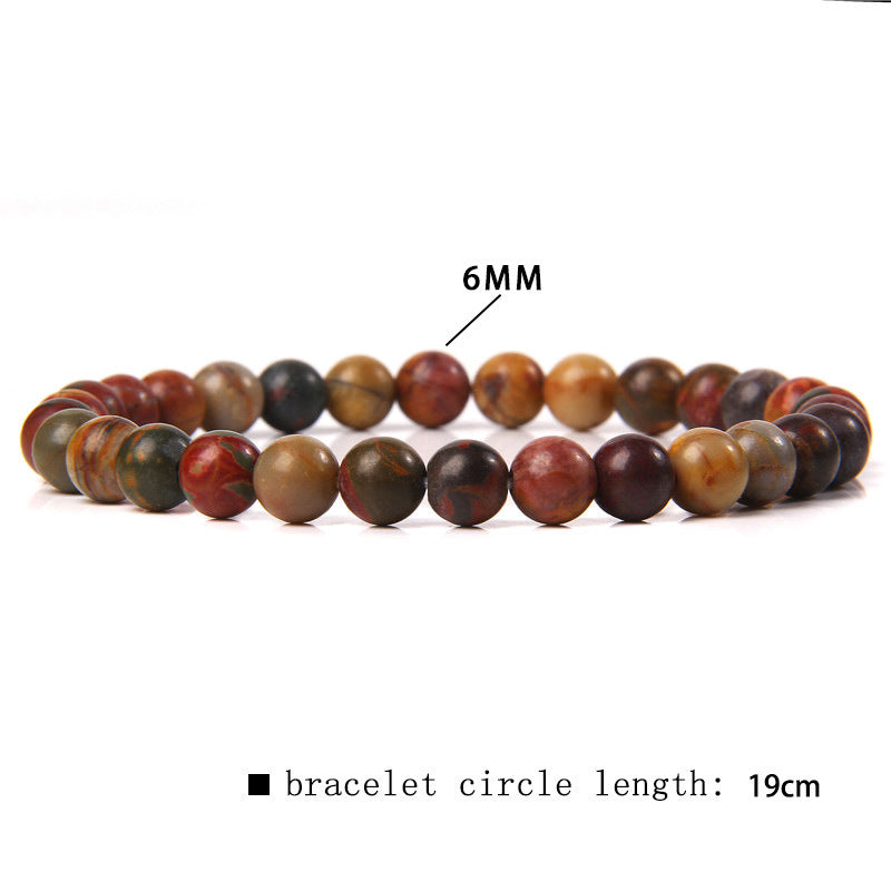 Elegant Casual Geometric Natural Agate Beaded Bracelet Unisex 6mm