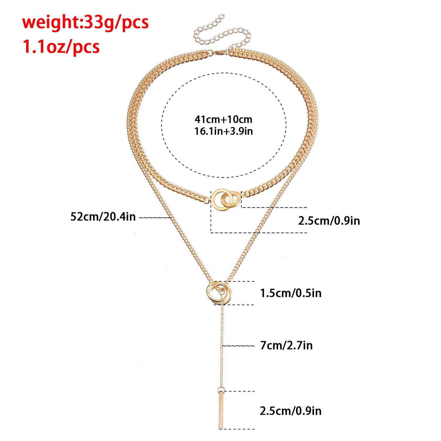 Fashionable Geometric Pendant Necklace for Women with Double Circle Locket Design, Tassel Drop, Electroplated Alloy Chain, Sweater Chain Style