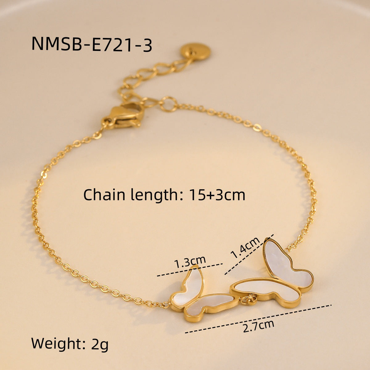 Bracciale da donna in acciaio inossidabile a forma di farfalla e conchiglia, placcato oro, alla moda stile OL