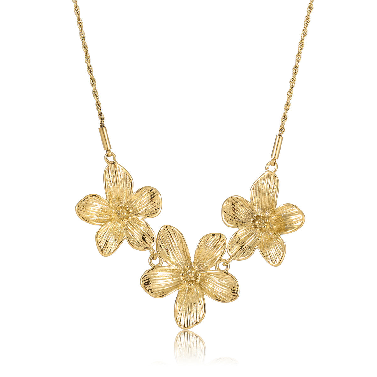 Collar con colgante floral estilo "Fashion OL" de acero inoxidable con acabado chapado para mujer