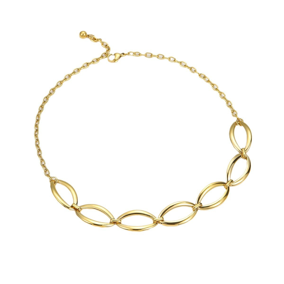Conjunto de collar de acero inoxidable chapado con óvalos geométricos minimalistas para mujer