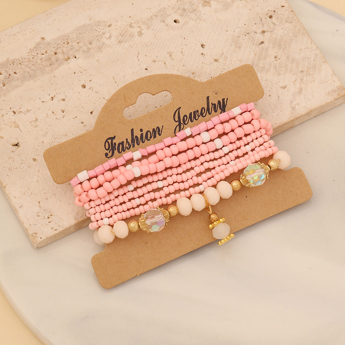 Bohemian Beaded Bracelet with Teardrop-Shaped Glass Beads for Women Handmade Fashion Jewelry