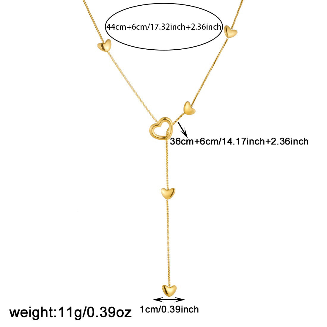 Minimalist Hollow Heart Gold Plated Stainless Steel Y-Chain Long Tassel Necklace for Women