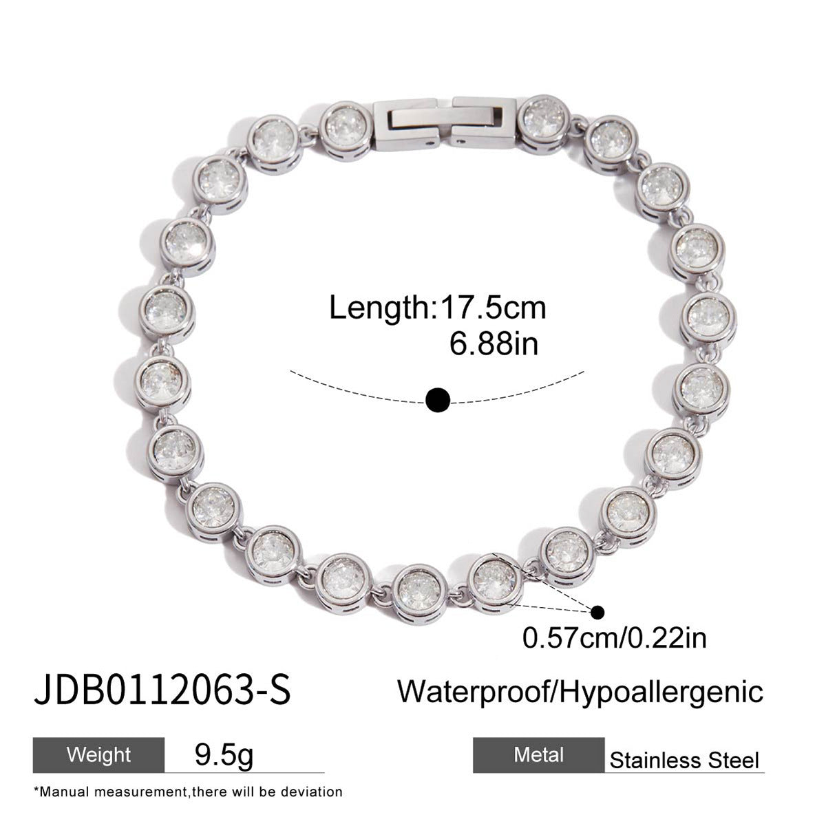 Bracciale geometrico in acciaio inossidabile placcato con accenti di strass per donna - Accessorio di moda di lusso