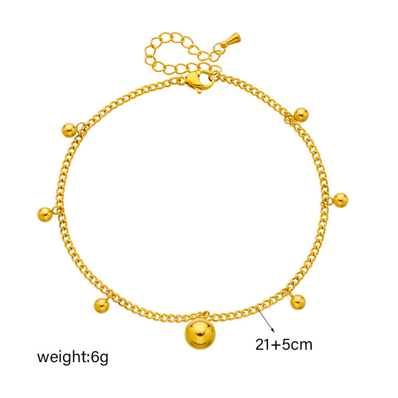 Cavigliera Minimalista Retrò Geometrica in Acciaio al Titanio Tono Oro da Donna