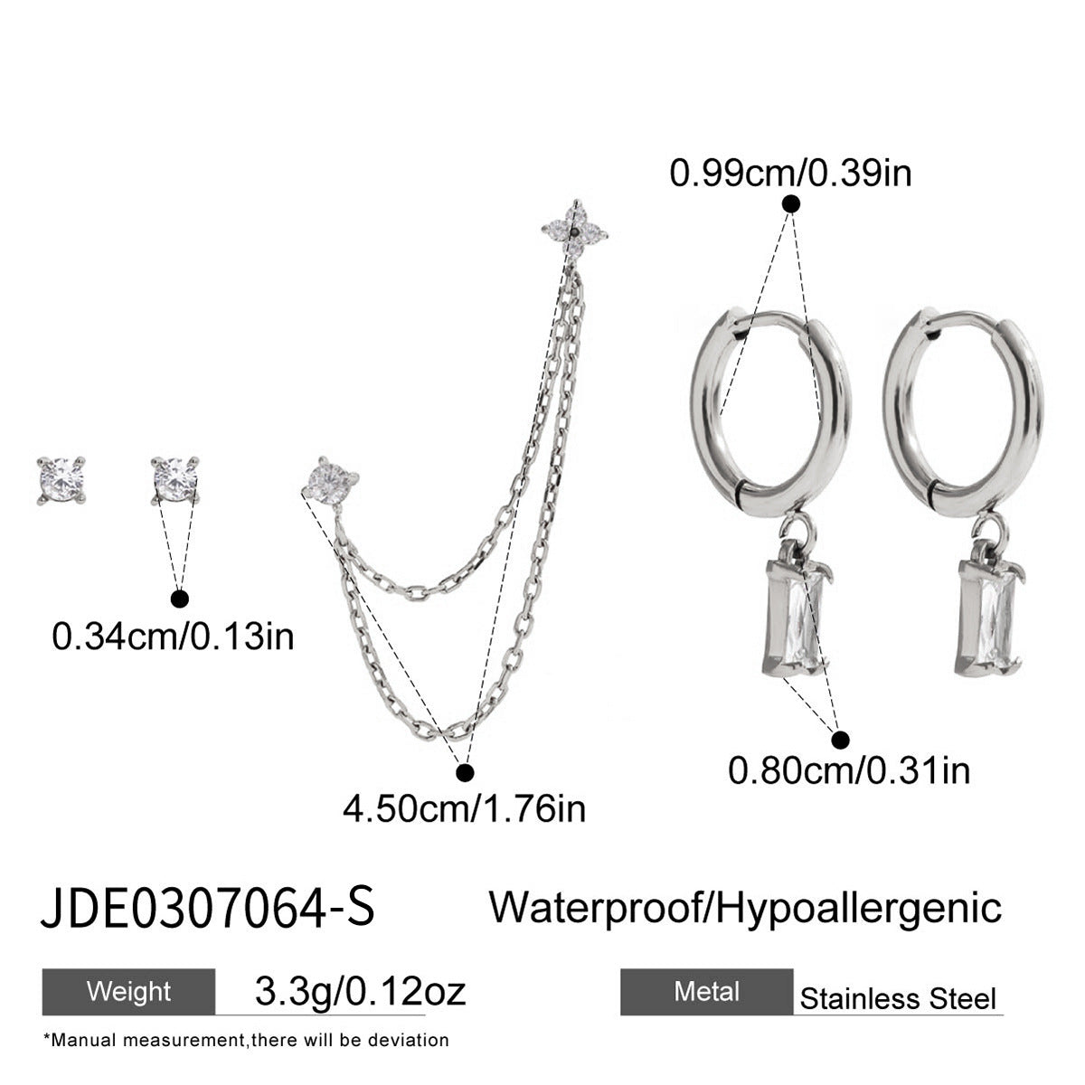 Elegant Geometric Stainless Steel Plated Cubic Zirconia Earrings for Women