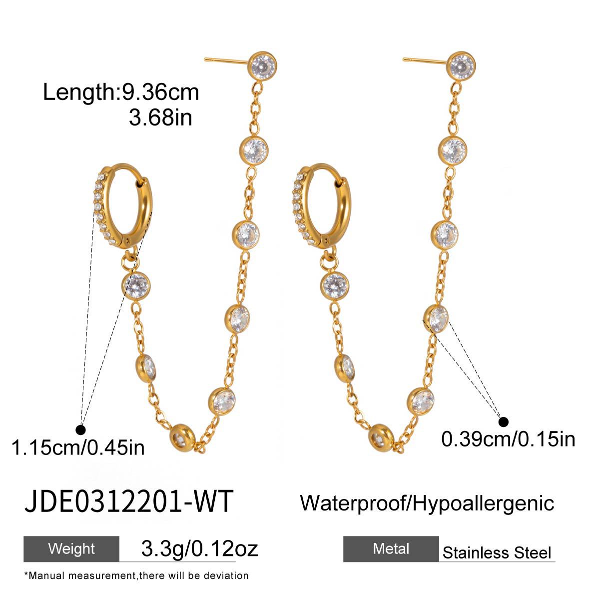 Elegant Geometric Stainless Steel Plated Rhinestone Tassel Earrings for Women