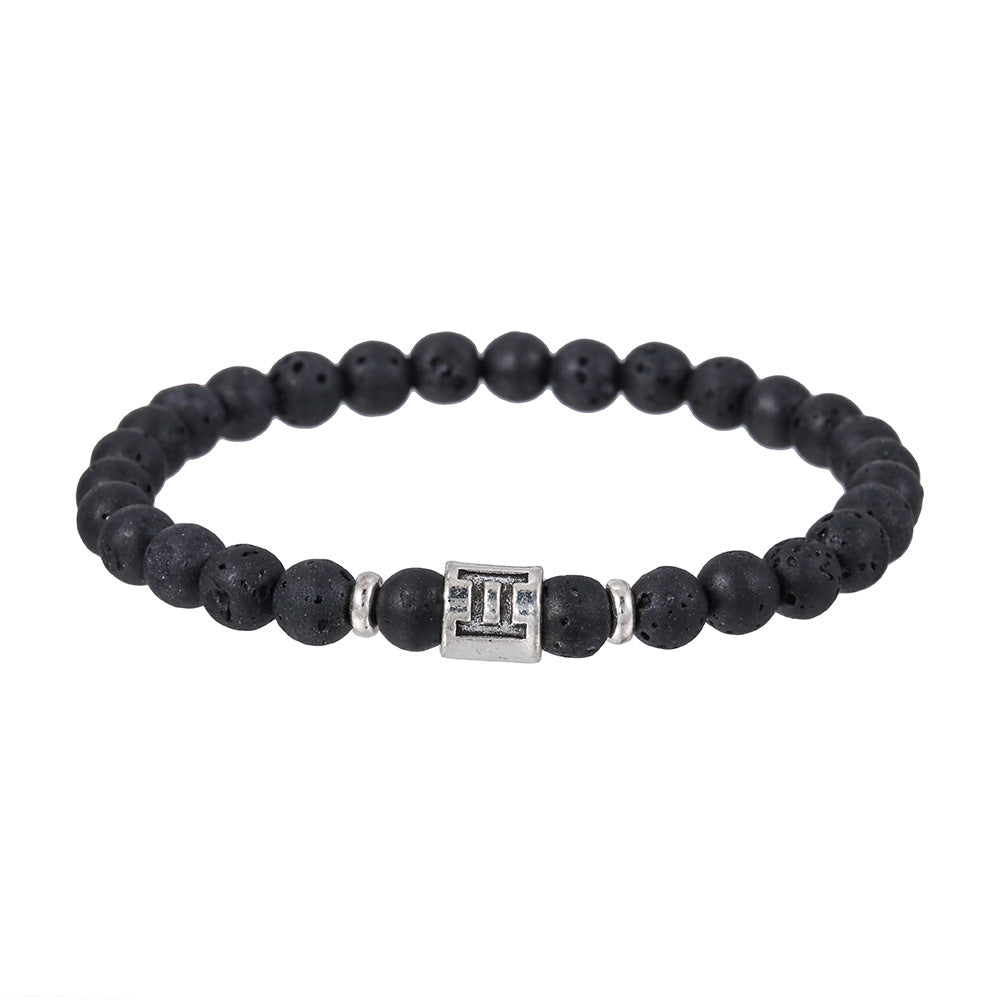 Handmade Geometric Round Volcanic Stone Bracelet for Unisex