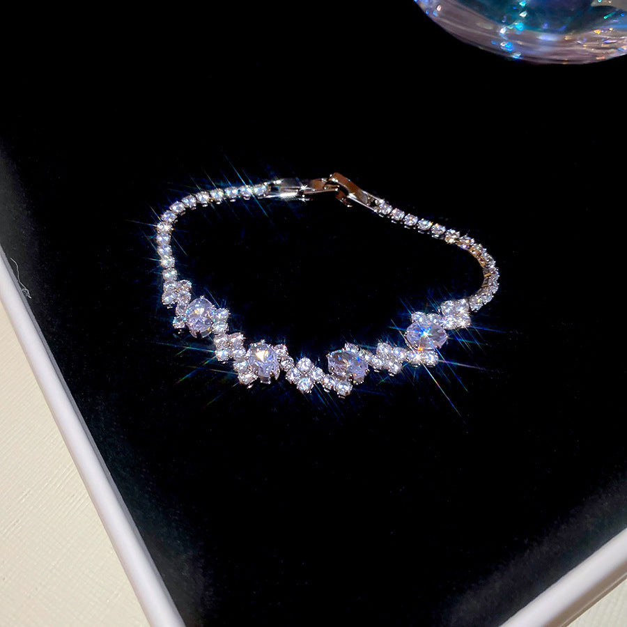 Elegant Gold Plated Brass Butterfly Floral Cubic Zirconia Bracelet for Women