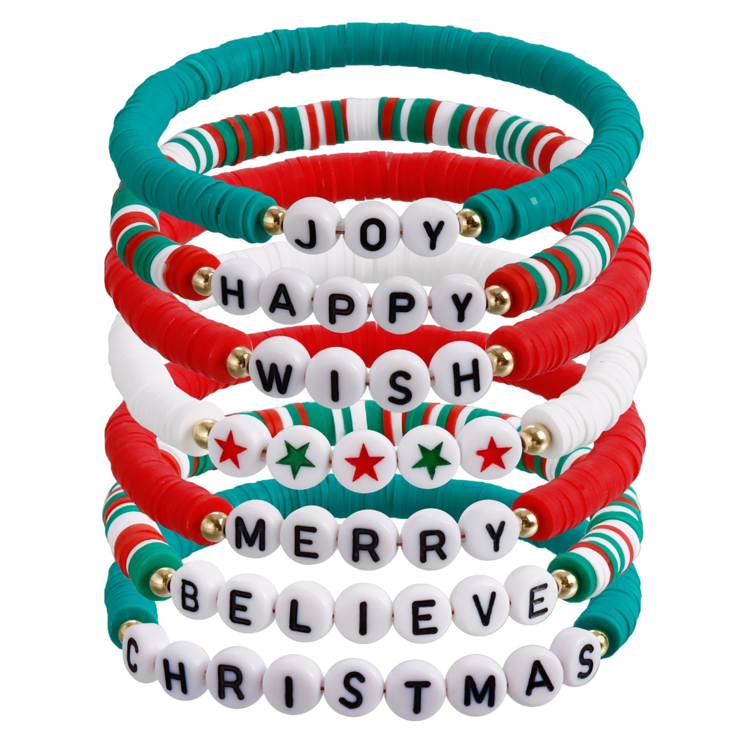 Juego de pulseras de cuentas de arcilla polimérica geométricas estilo INS con acabado chapado para mujer, regalo de Navidad y vacaciones