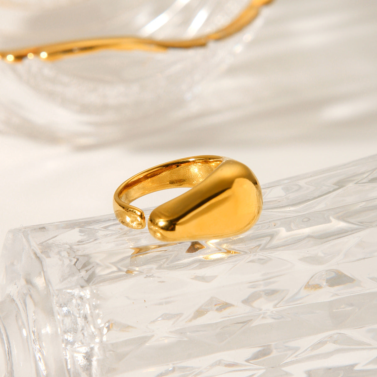 Anello Aperto Geometrico da Donna in Acciaio Inossidabile con Finitura Placcata Sottovuoto
