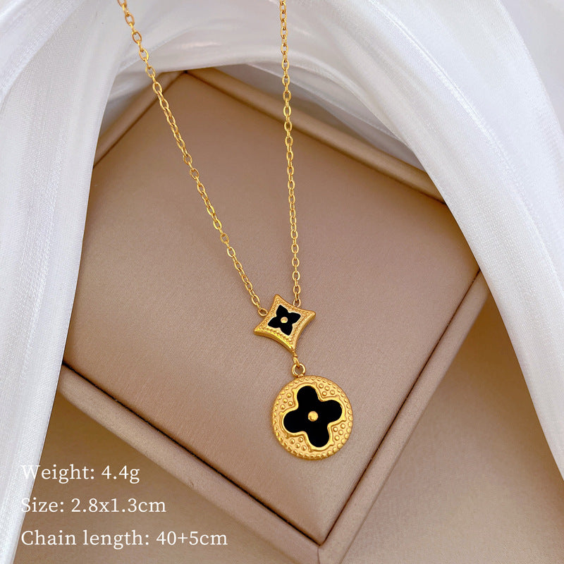 Collana con pendente geometrico minimalista in titanio e acciaio placcato unisex
