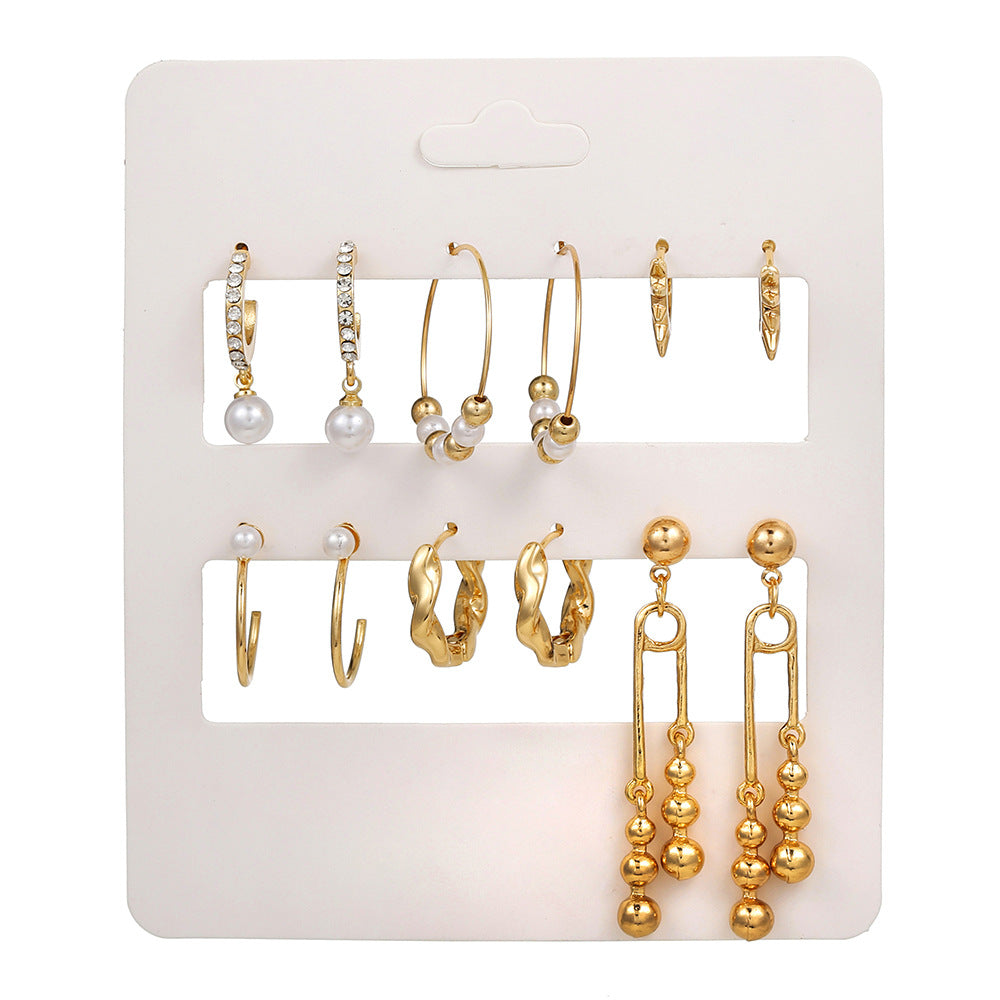 Sweet Geometric Heart Butterfly Alloy Stud Earrings with Rhinestone Pearl and Drip Oil