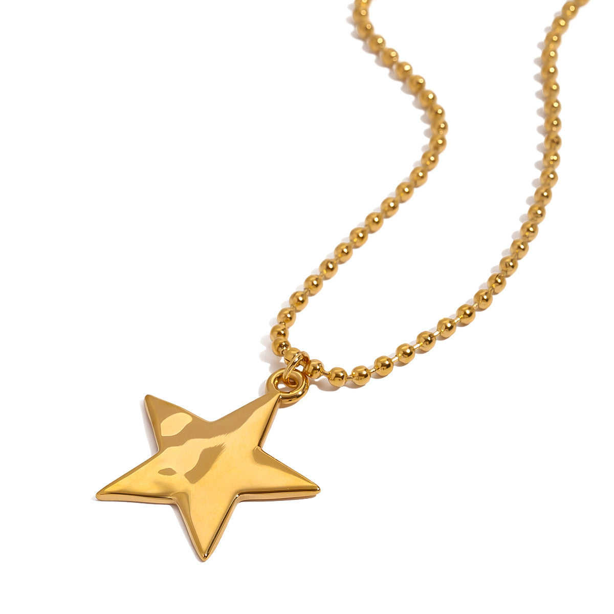 Collar Minimalista Chapado en Acero de Titanio con Diseño Geométrico en Forma de Estrella para Mujer