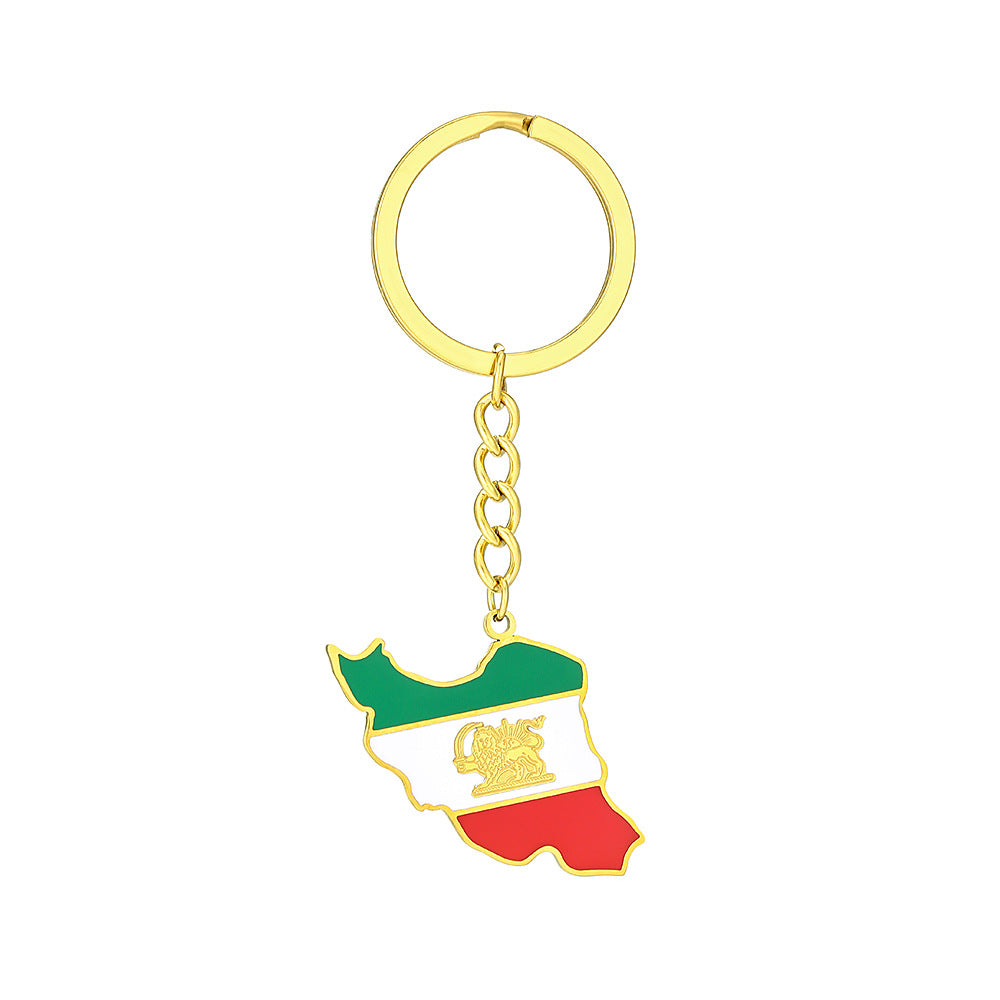 Llavero Colgante de Esmalte Iraní Estilo Étnico Vintage de Acero de Titanio para Hombres y Mujeres