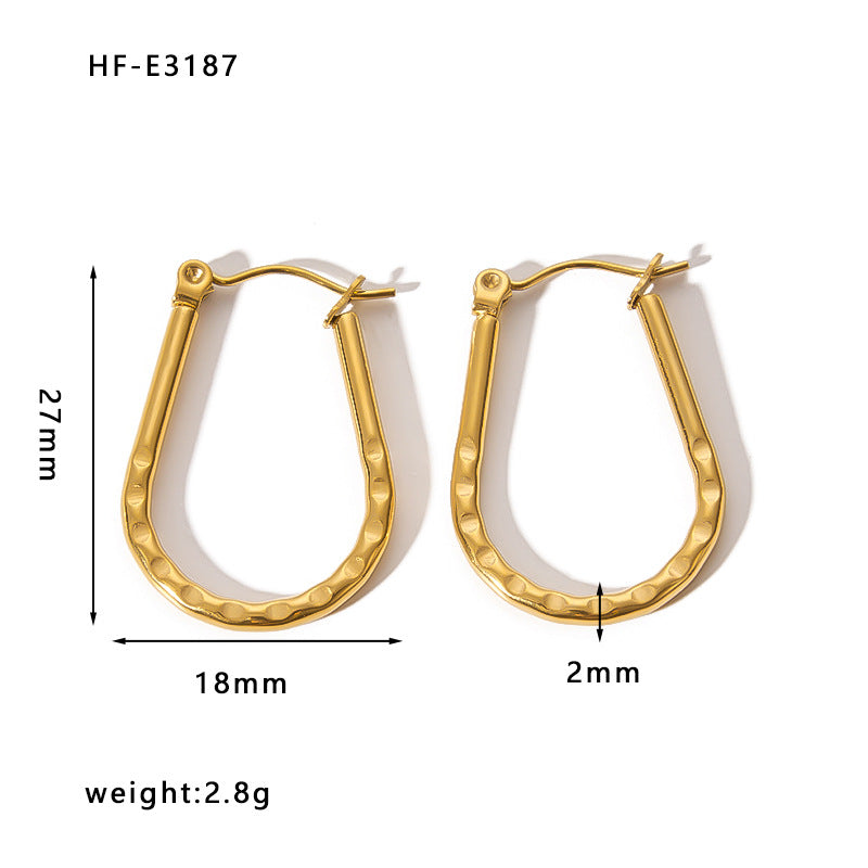 Orecchini a cerchio geometrici minimalisti in acciaio inossidabile placcato oro 18 carati da donna