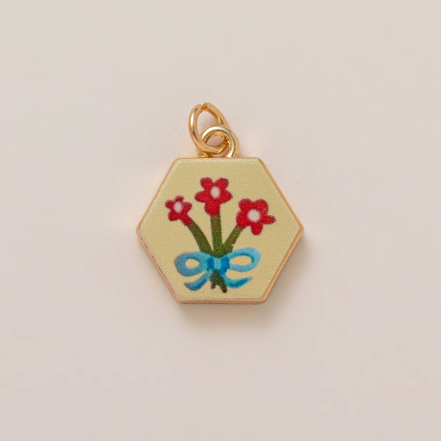 Elegant 18K Gold Plated Square Floral Brass Charm Bar for Women