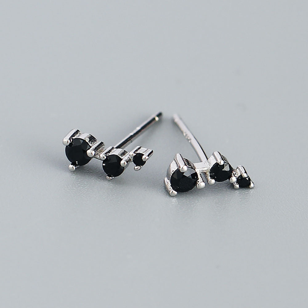 Minimalist Geometric S925 Sterling Silver Stud Earrings with Rhinestone Inlay for Women