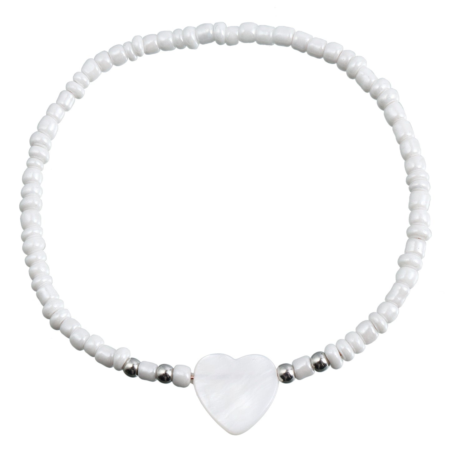Collar con colgante de nácar en forma de corazón bohemio con cadena de cuentas para mujer