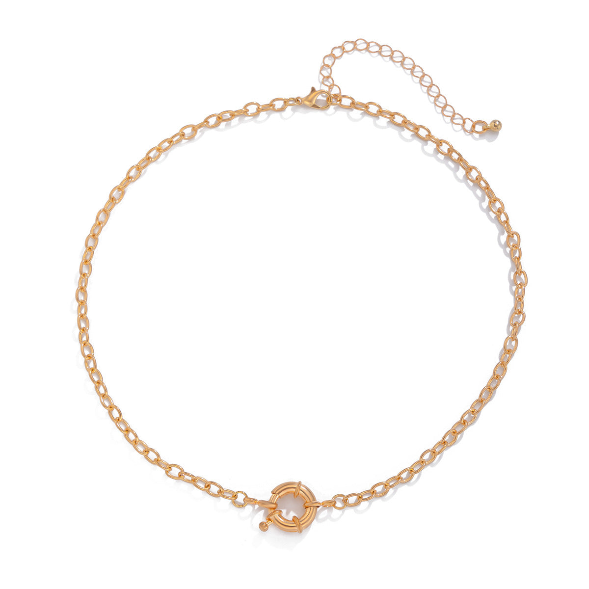 Minimalist Geometric Brass Snake Chain Necklace with Alloy Pendant for Women