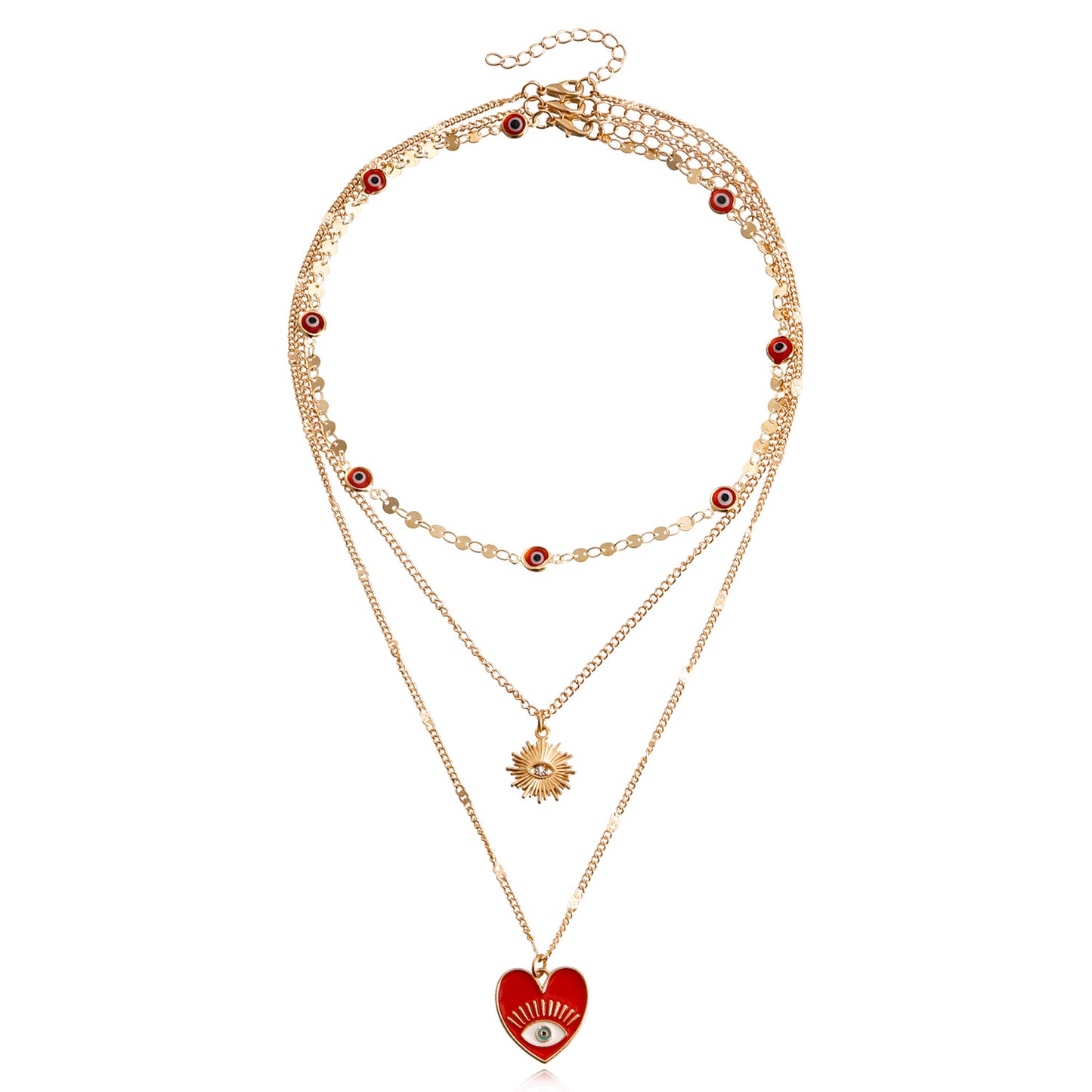Minimalist Evil Eye Pendant Necklace for Women with Geometric Alloy Design and Plated Finish