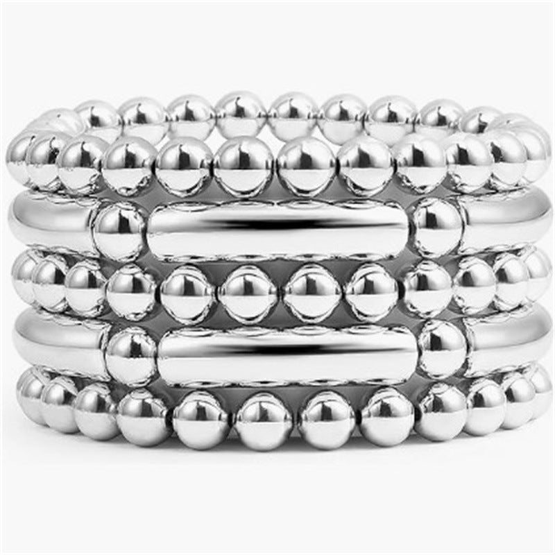Minimalist 12mm Geometric Round Acrylic Bead Stretch Bracelet Unisex Stackable Jewelry