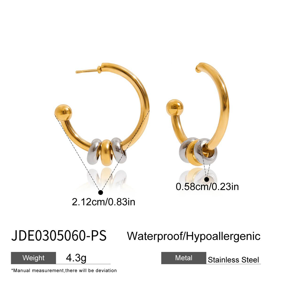 Aretes minimalistas de aro de acero inoxidable geométricos para mujer con acabado chapado, aretes de tuerca de acero de titanio hipoalergénicos