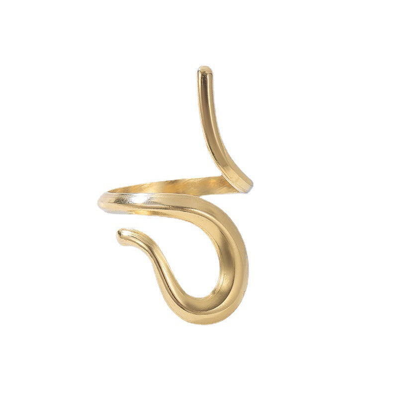 Anello a serpente irregolare geometrico regolabile in acciaio inossidabile per indice con finitura placcata
