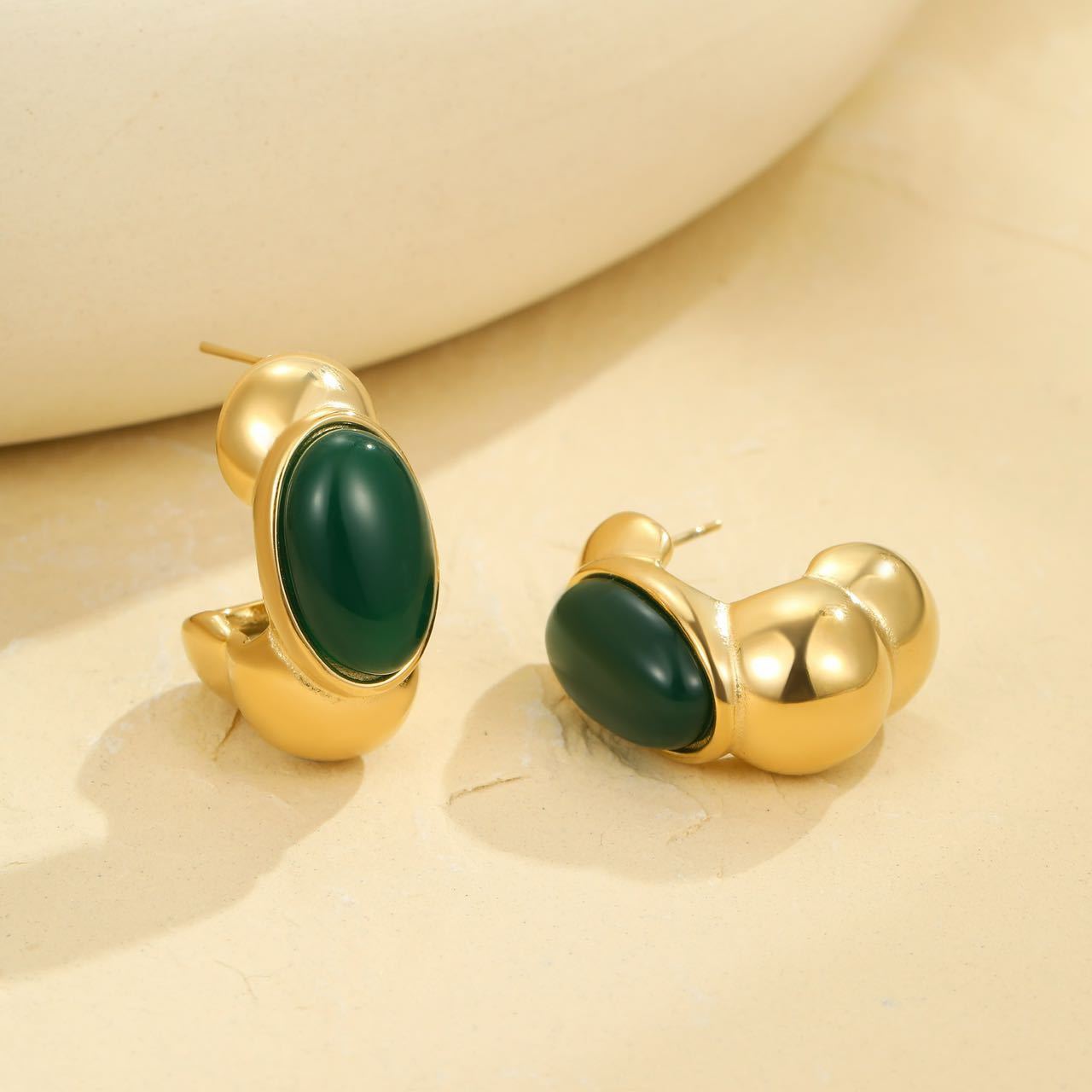 Orecchini minimalisti in acciaio inossidabile con finitura galvanica geometrica per donna, eleganti gioielli retrò chic francesi