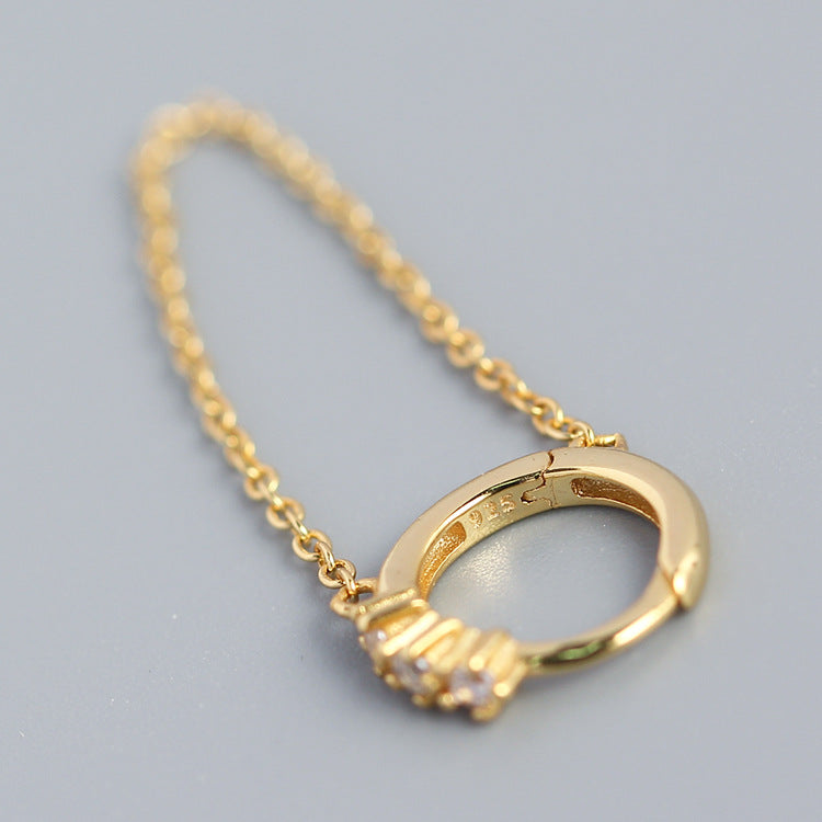 Orecchini pendenti da donna lunghi, a catena, in argento sterling 925, con zirconi cubici geometrici