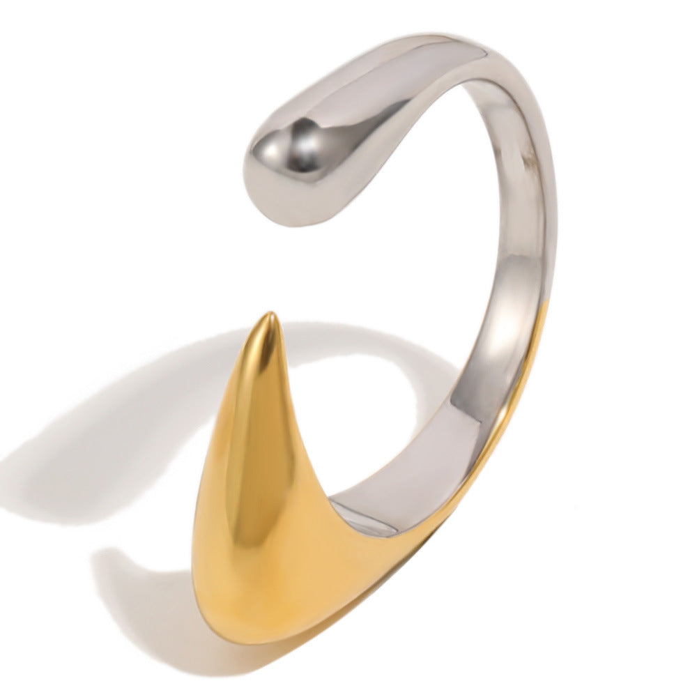 Minimalist Elegant Geometric 18K Gold Plated Stainless Steel Multi-Layer Snake Ring for Women
