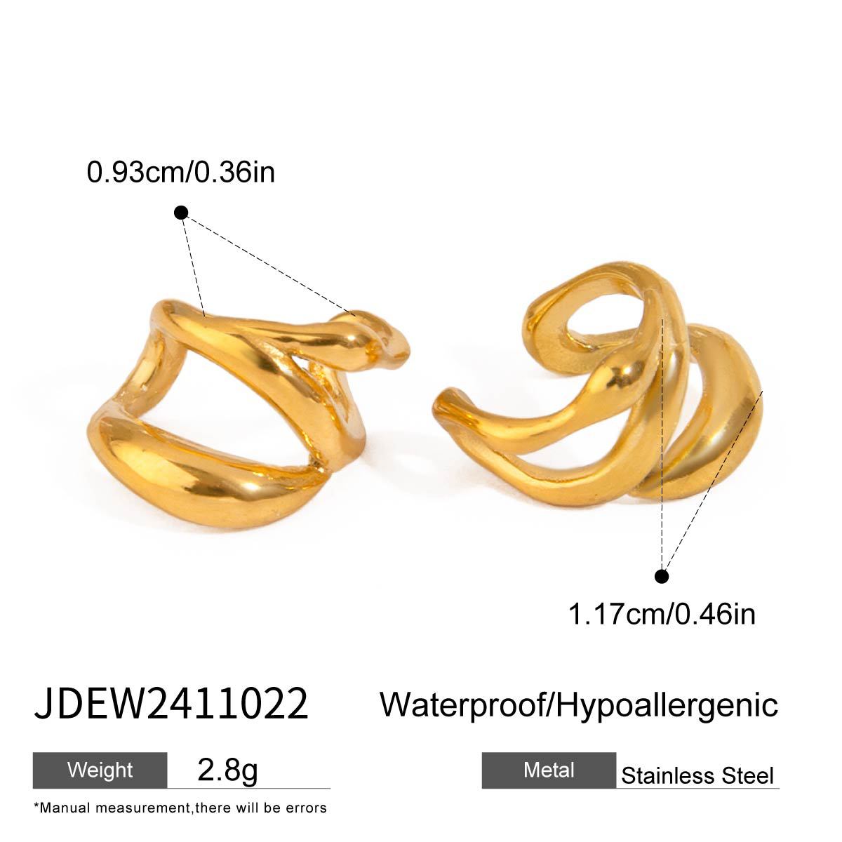Aretes de clip geométricos de acero inoxidable con acabado chapado para mujer, joyas minimalistas de moda para la oficina