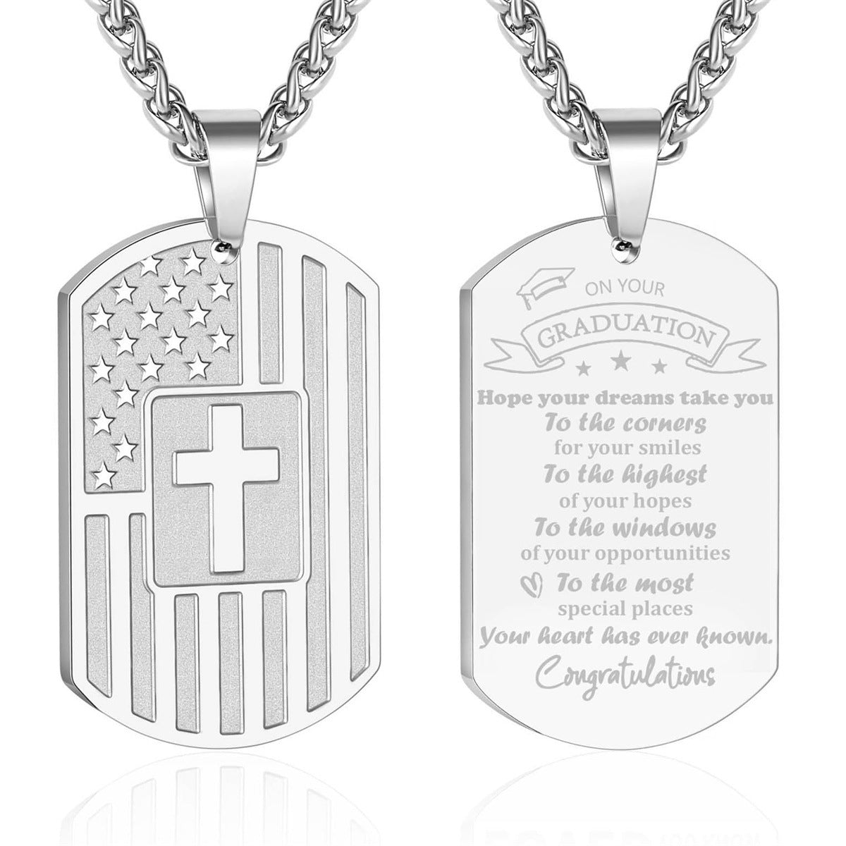 Collana con pendente a croce in acciaio inossidabile lucidato e acciaio al titanio con forma geometrica per uso quotidiano