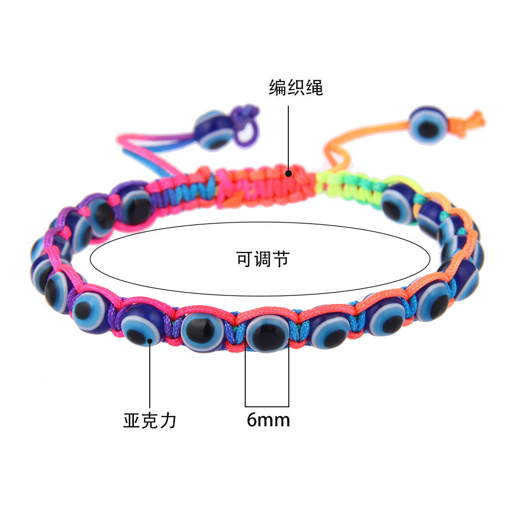 Ethnic Hand-woven Evil Eye Bracelet Unisex Colorful Cord Bangle