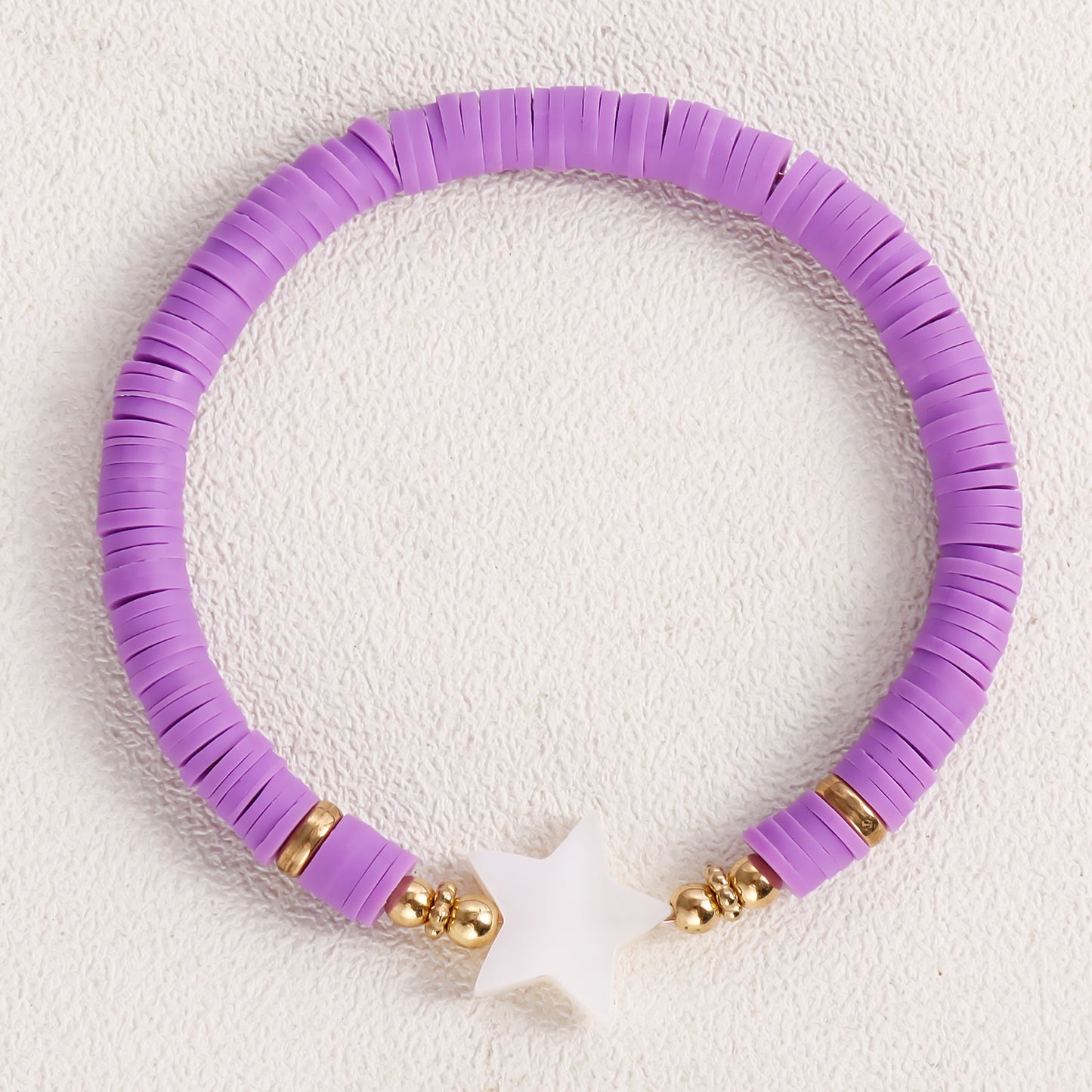 Minimalist Geometric Polymer Clay Heart Mother-of-Pearl Bracelet for Women with Plated Finish