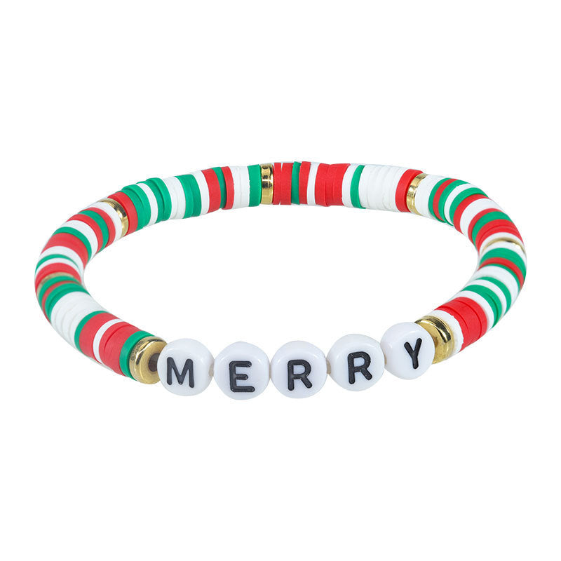 Christmas Letter Alloy Charm Bar Bracelet Unisex DIY Handmade