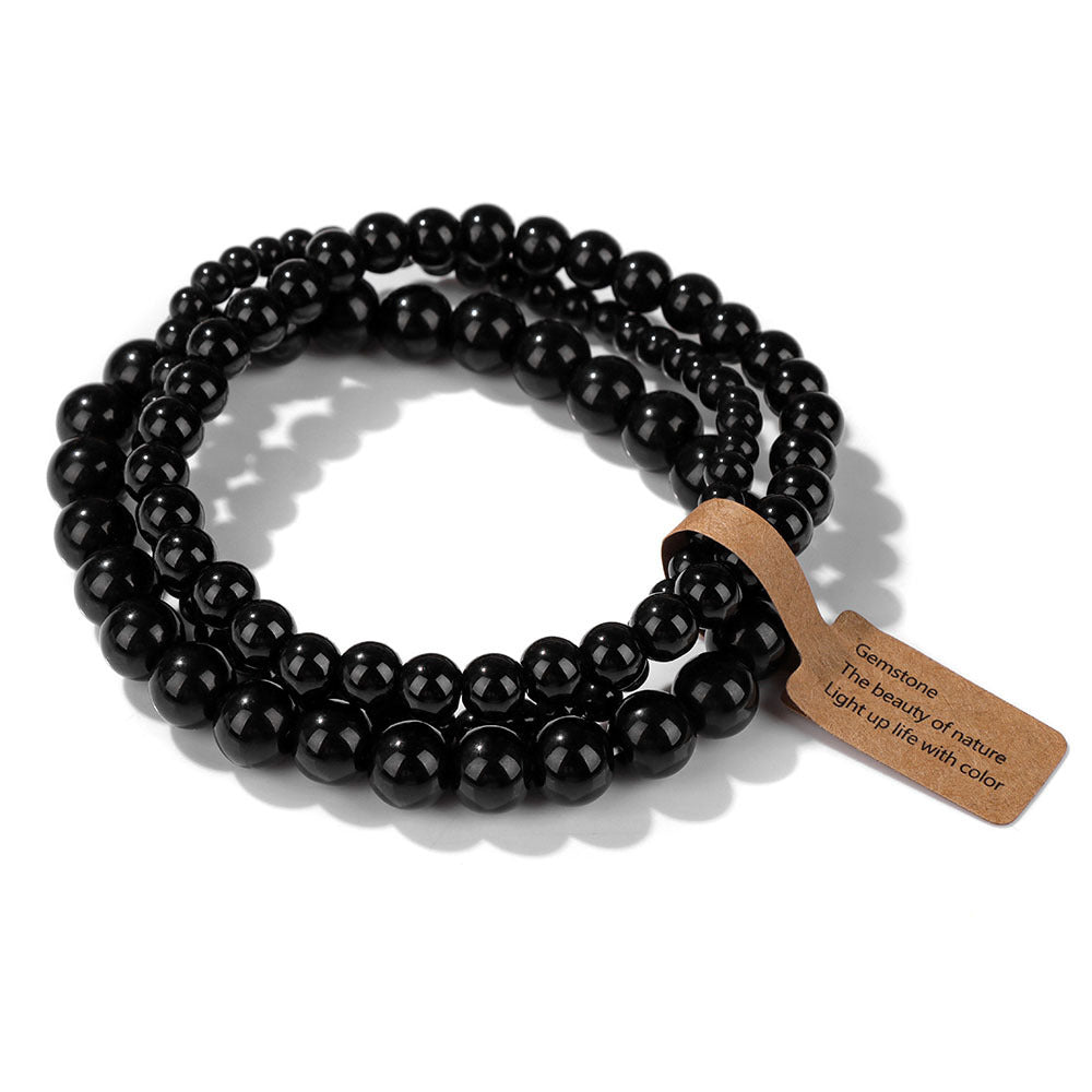 Vintage Minimalist Geometric Stone Beaded Stretch Bracelet Set Unisex Jewelry