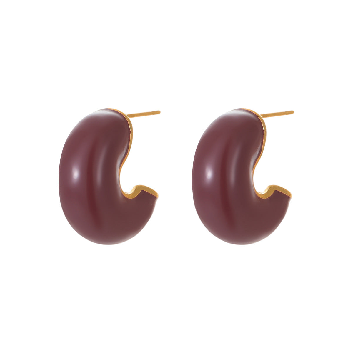 Pendientes minimalistas de acero inoxidable geométricos en forma de U con acabado chapado para mujer