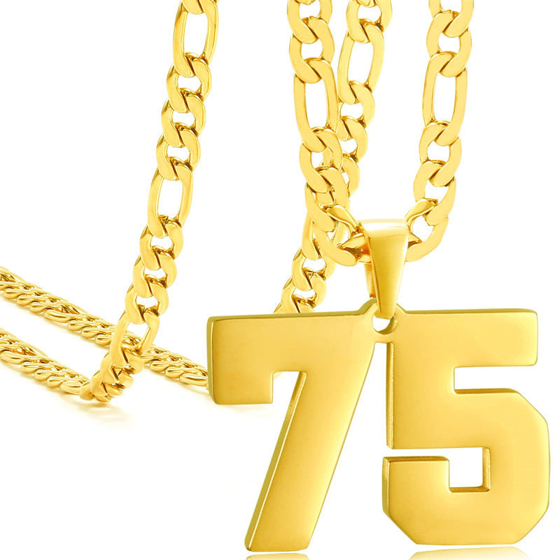Minimalist Numeric Pendant Necklace for Men and Women Stainless Steel Chain with Polished Titanium Steel Charm