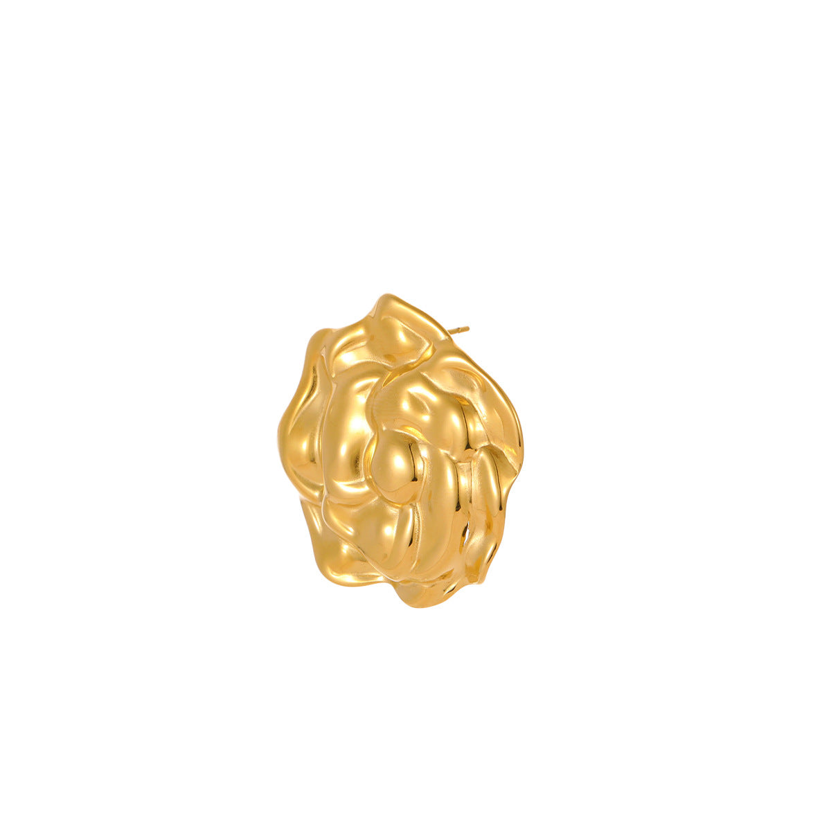 Pendientes de Titanio con Baño de Oro de 18K con Diseño Floral y de Hojas para Mujer