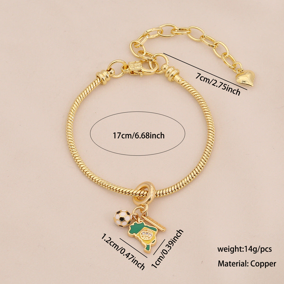 Plated Brass Universe Charm Bar Bracelet Unisex DIY Jewelry