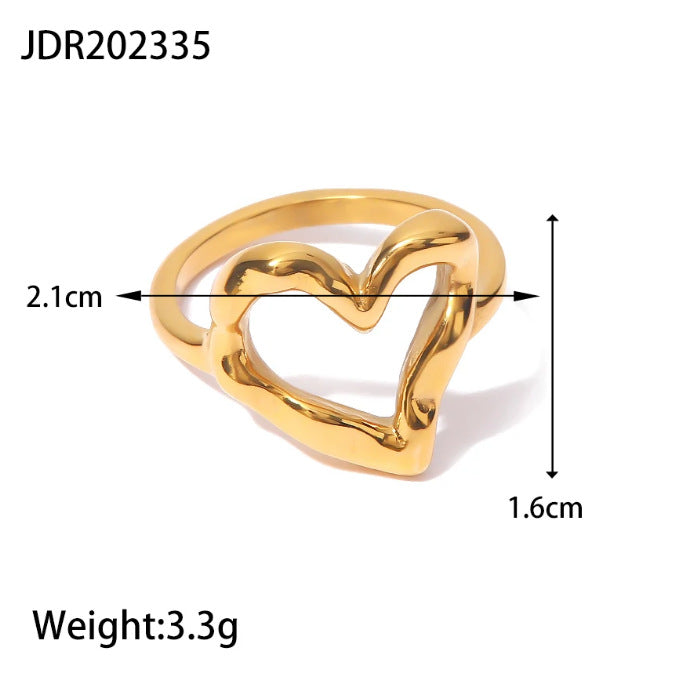 Anillo minimalista geométrico de acero inoxidable con baño de oro para uso unisex