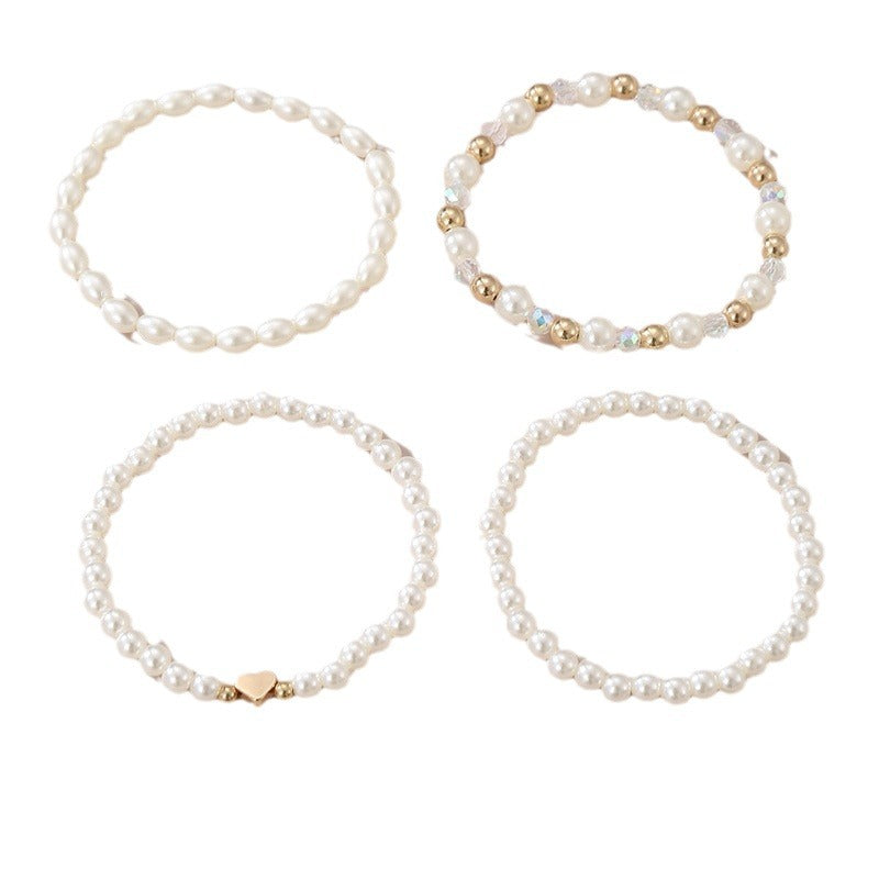 Set di cavigliere eleganti a forma di cuore con perle finte e motivi a stella per ragazze, amiche, regalo di compleanno