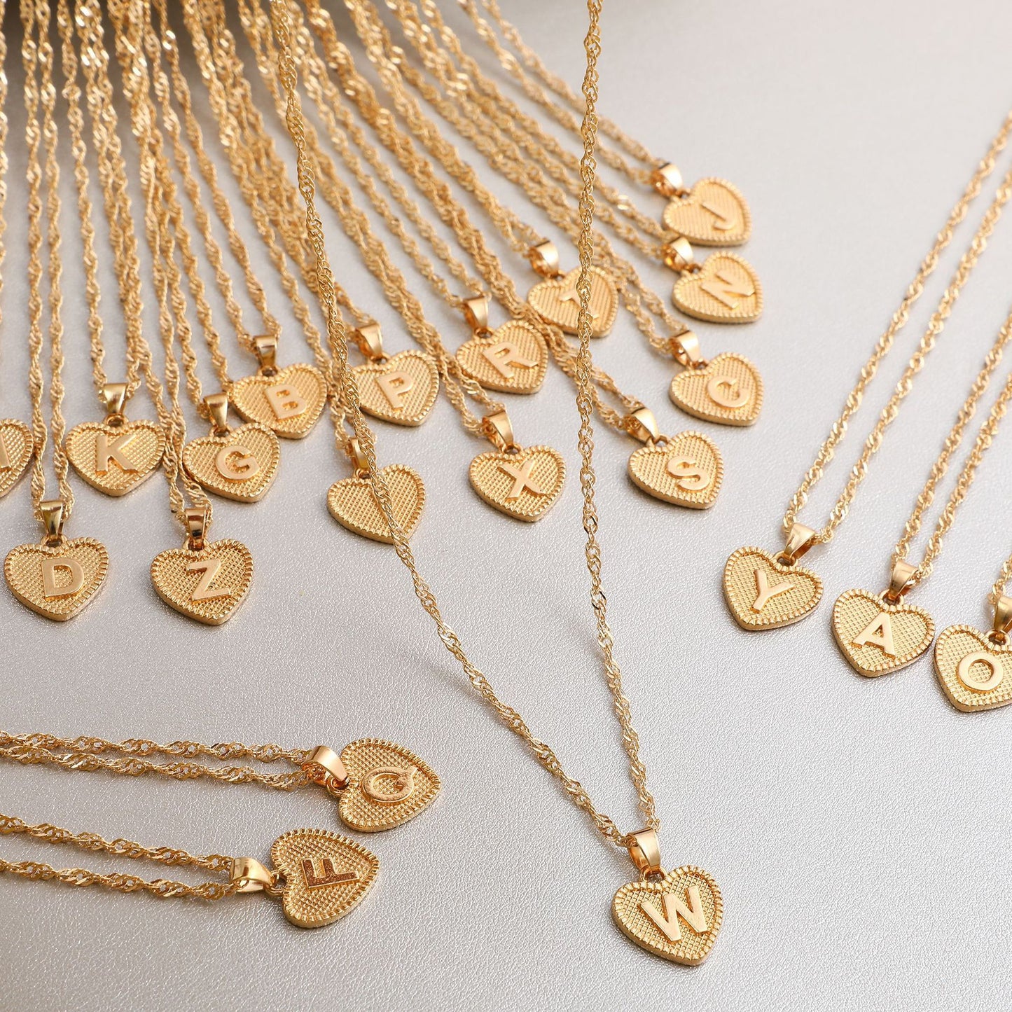 Minimalist Heart Letter Zinc Alloy Plated Necklace Singapore Chain Women