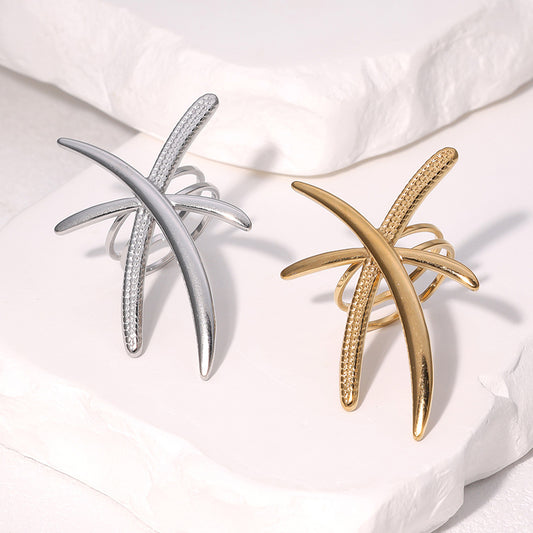 Minimalist Dragonfly-Shaped Stainless Steel Ring with Plated Finish for Women