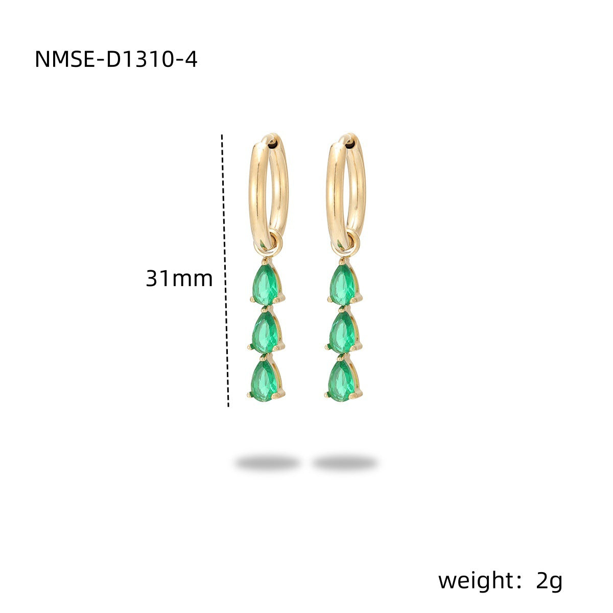 Pendientes de Acero de Titanio en Forma de Gota de Agua a la Moda con Incrustaciones de Pedrería, Acabado Galvanizado, Diseño de Lujo Ligero para Mujeres