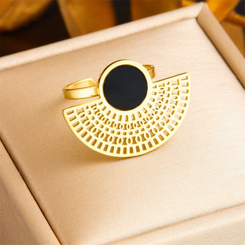 Anello Vintage da Donna in Acciaio Inossidabile con Farfalla Geometrica a Triangolo Ovale e Intarsio di Strass